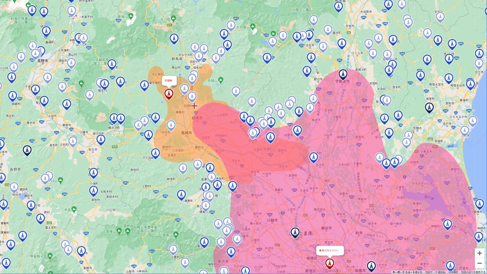 群馬県の地デジ電波受信状況