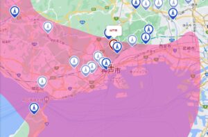 神戸局のNHK電波が届くエリア