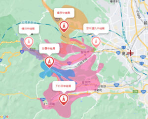 高崎・藤岡地域の群馬テレビのエリア目安